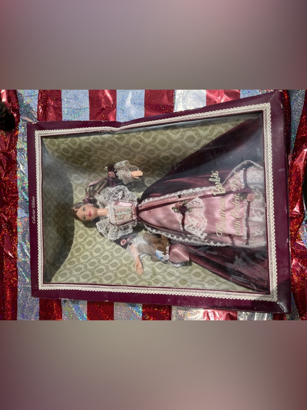 Barbie Collector Doll - Pink & Burgundy Lace Gown